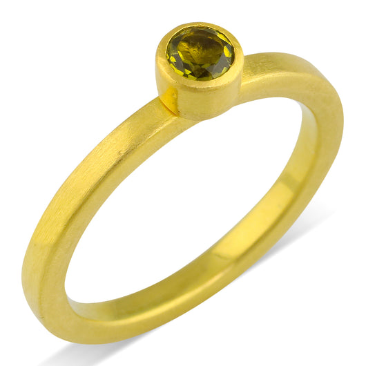 Faceted Green Tourmaline Nesting Ring 7 1/2
