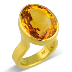 Faceted Oval Gold Citrine Statement Ring - 2022-R-055