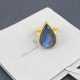 The Philippe Spencer Teardrop Cabochon Labradorite Statement Ring