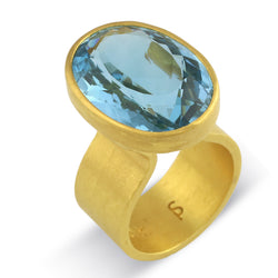 The Philippe Spencer Oval London Blue Topaz Statement Ring