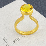 Faceted Round Gold Citrine Statement Ring