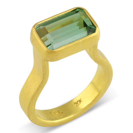 Fine Emerald Cut Green Tourmaline Statement Ring - 2022-R-045