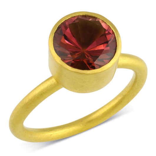 Dark Pink Multi-Color Tourmaline Mid-Size Solitaire Nesting Ring