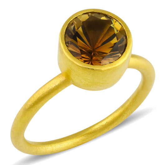 Olive Tourmaline Mid-Size Solitaire Nesting Ring