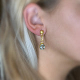 Oval Faceted Aquamarine Gold Drop Earrings - 2023-E-017