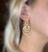 Solid 22K Gold Graduating Hoop Hand-Forged Dangling Statement Earrings - 2023-E-020