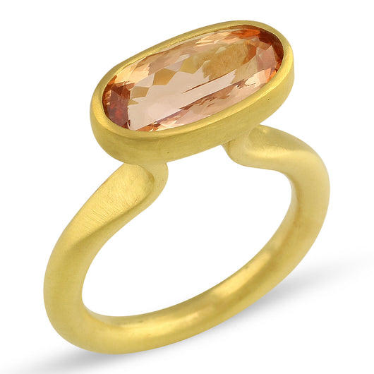 Rare Deep Coral Imperial Topaz Ring