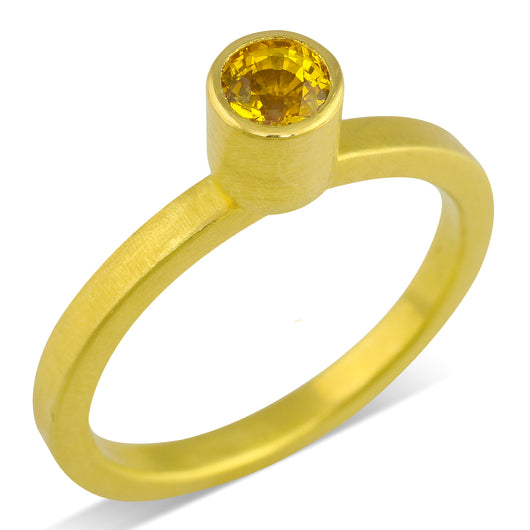 Round Faceted Yellow Sapphire Ring