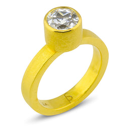 Round Faceted Clear Topaz Statement Ring 6