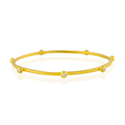 22K Gold Bangle with 7 Colorless Diamonds