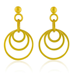 Solid 22K Gold Graduating Hoop Hand-Forged Dangling Statement Earrings - 2023-E-020
