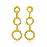 22K Gold 3 Hoop Feature Dangling Earrings