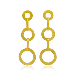 22K Gold 3 Hoop Feature Dangling Earrings