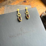 22K Gold Marquise Cut Garnet Earrings
