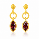22K Gold Marquise Cut Garnet Earrings