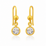 22K Faceted Round Clear Quartz Earrings