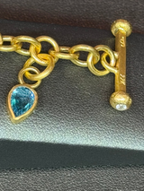 22K Gold Charm Bracelet with Diamond Toggle