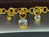22K Gold Charm Bracelet with Diamond Toggle