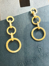 22K Gold 3 Hoop Feature Dangling Earrings