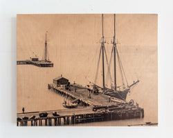 Historic Key West Wood Print 16x20 - Pier & Tall Ship