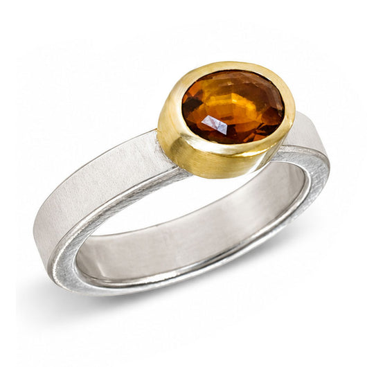 22K Gold & Silver Faceted Orange Madeira Citrine 7 1/4