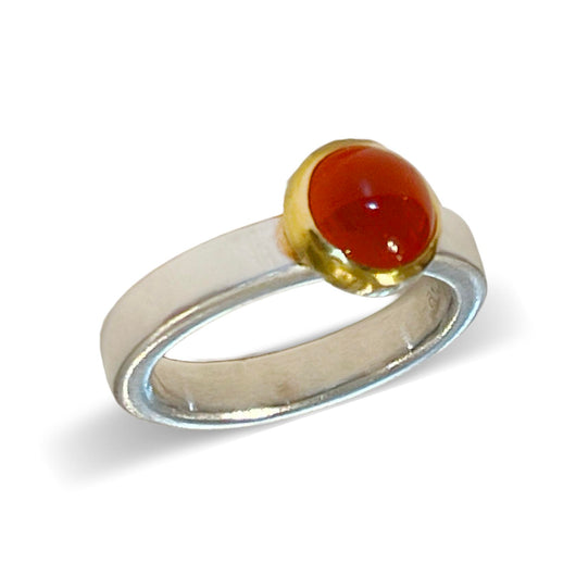 22K & Silver Orange Carnelian Agate Cabochon 7 1/4