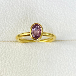 The Philippe Spencer Oval Pink Sapphire Bezel Set Ring
