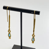 The Philippe Spencer Dangling Teardrop Aquamarine Earrings in 20K Gold
