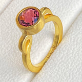 The Philippe Spencer Rose Tourmaline 20K Gold Swan Neck Ring