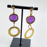 Amethyst Cabochon Earrings with Hoops and Diamond Studs