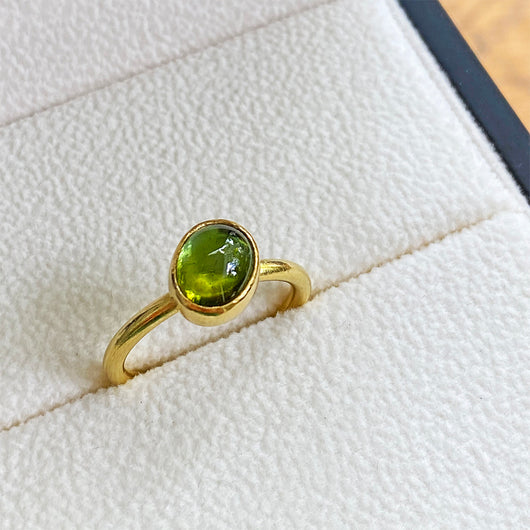 The Philippe Spencer Green Tourmaline Ring with 20K Round Band